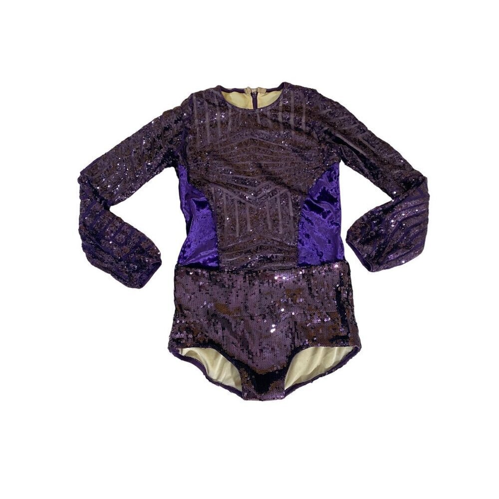 Tenth House Women's Dance Purple Sequin Long Sleeve Body Suit - LA